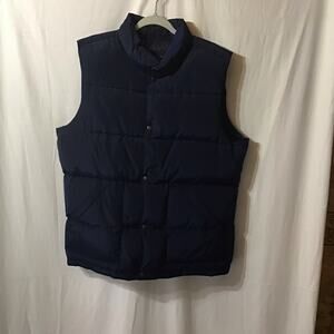 Mens Navy Insulated Down Puffer Vest Lands End Large 42 44